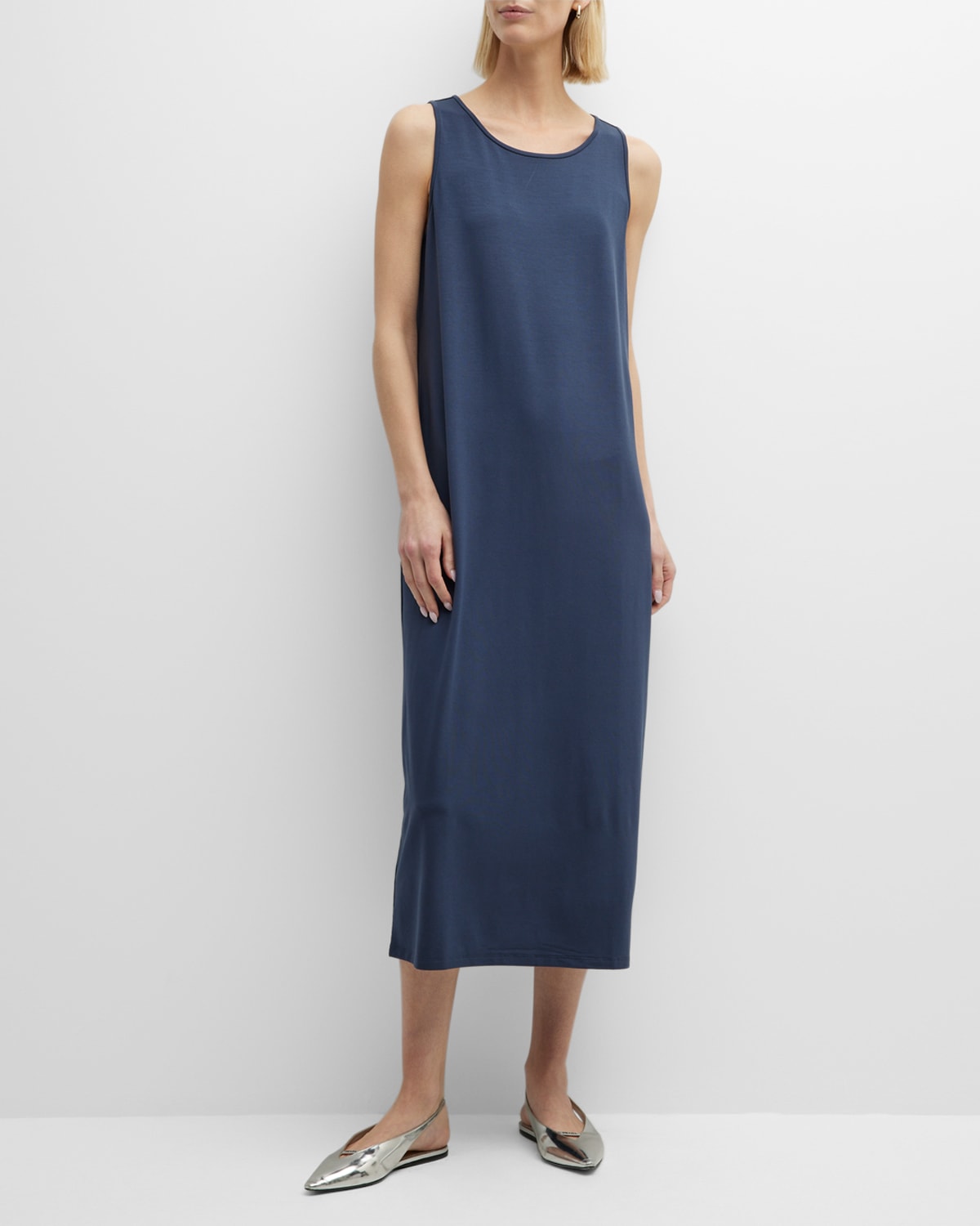 Eileen Fisher Sleeveless Jersey Shift Dress In Ocean