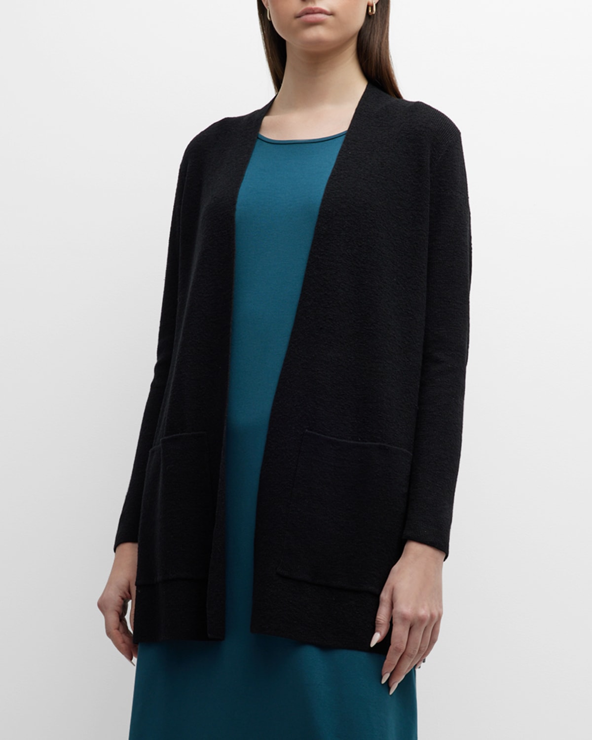 Open-Front Patch Pocket Cardigan