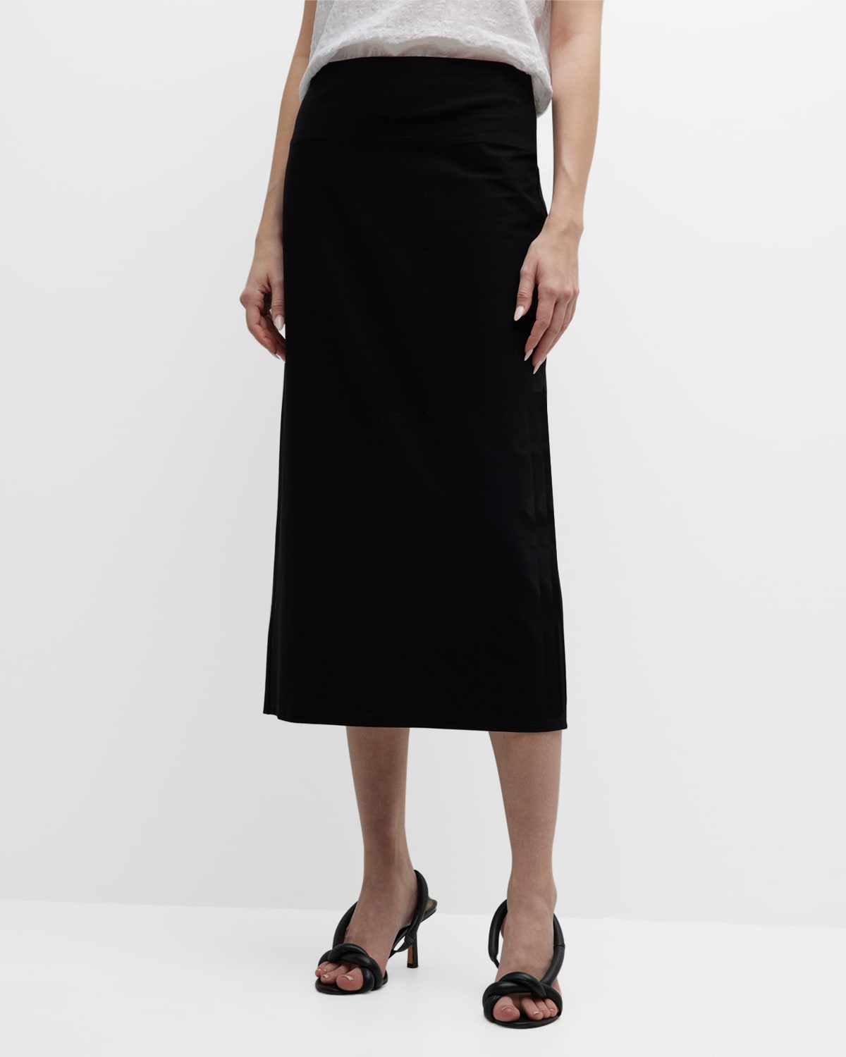 A-Line Crepe Midi Skirt