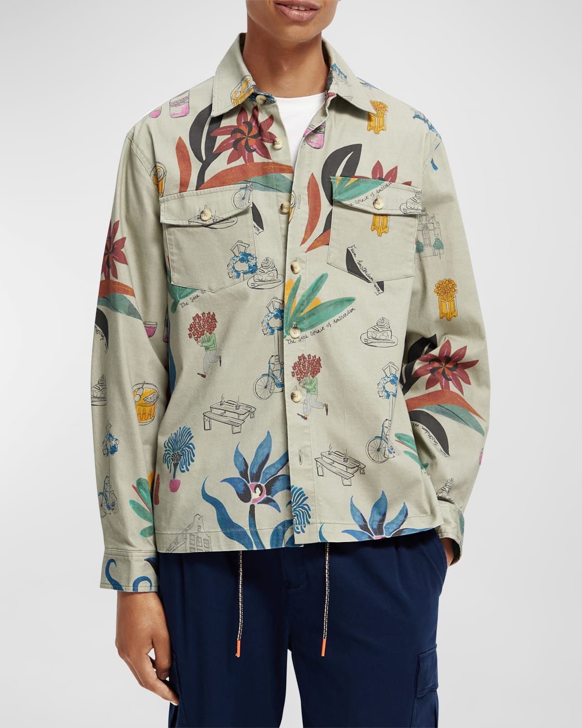 Men's Printed Relaxed-Fit Sport Shirt