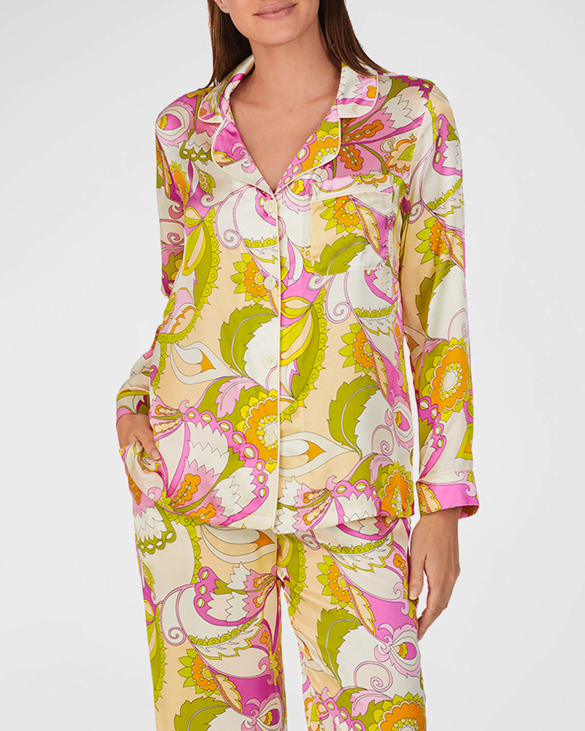 Bedhead Pajamas Floral-print Silk Pajama Set In Bouvier Botanica
