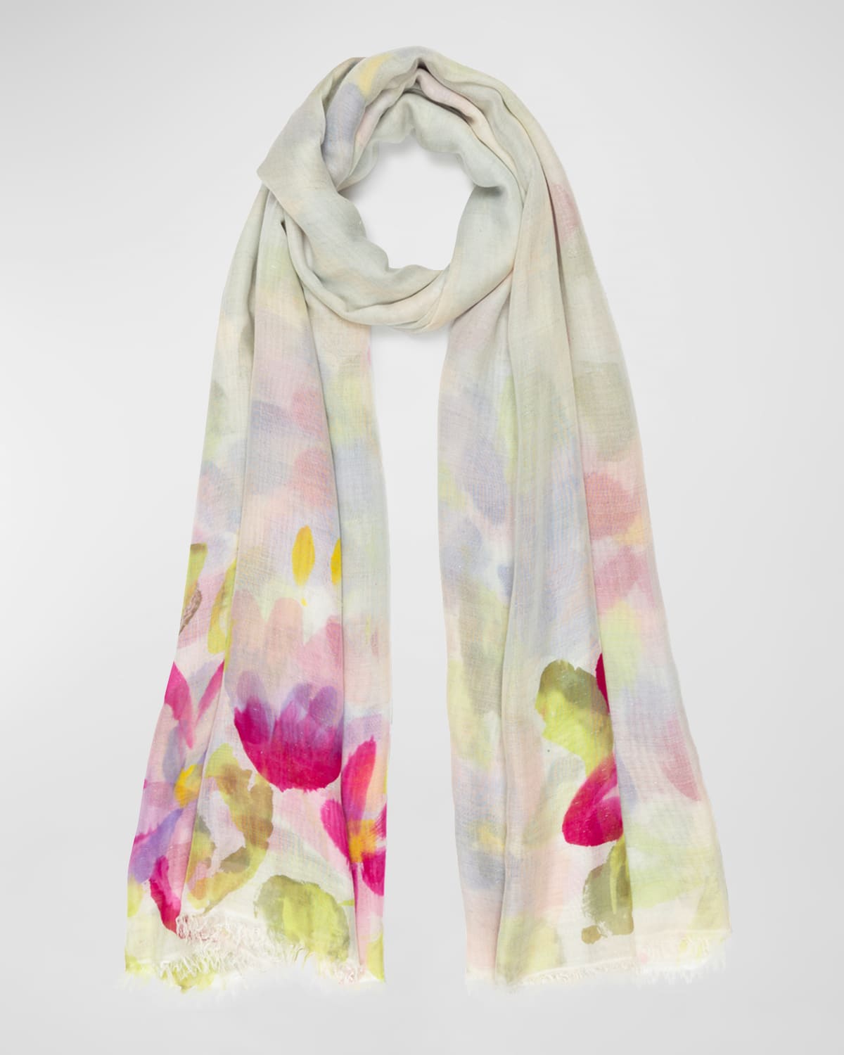 Faliero Sarti Floral Cashmere-blend Scarf In Grey Floral