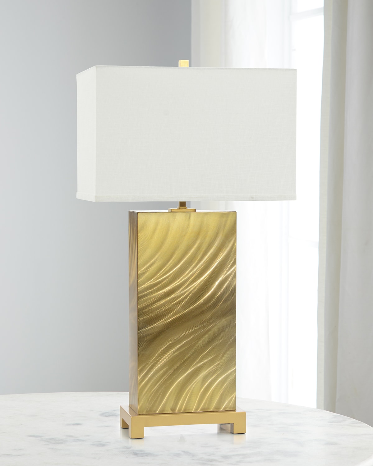 Stainless Steel Brushed Spiral Gold Table Lamp - 35"