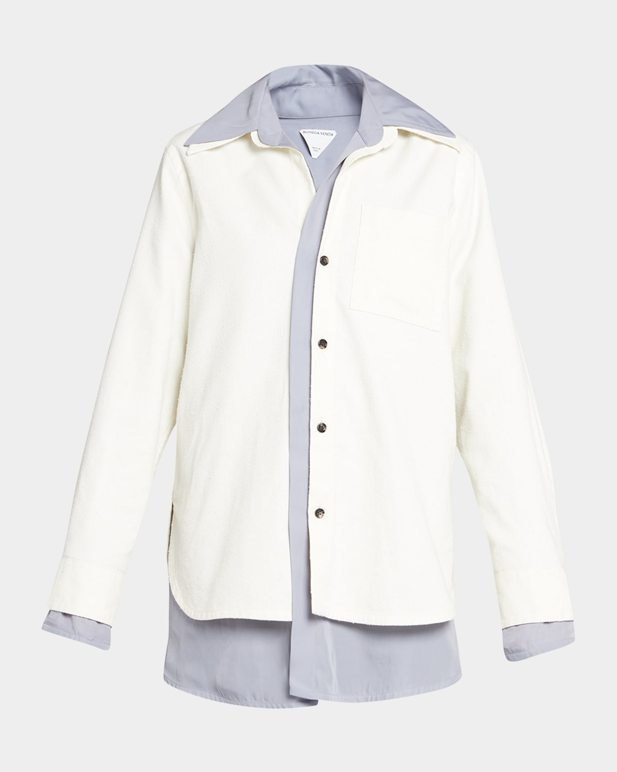 Shop Bottega Veneta Layered Button-front Cotton Shirt In Ashtea