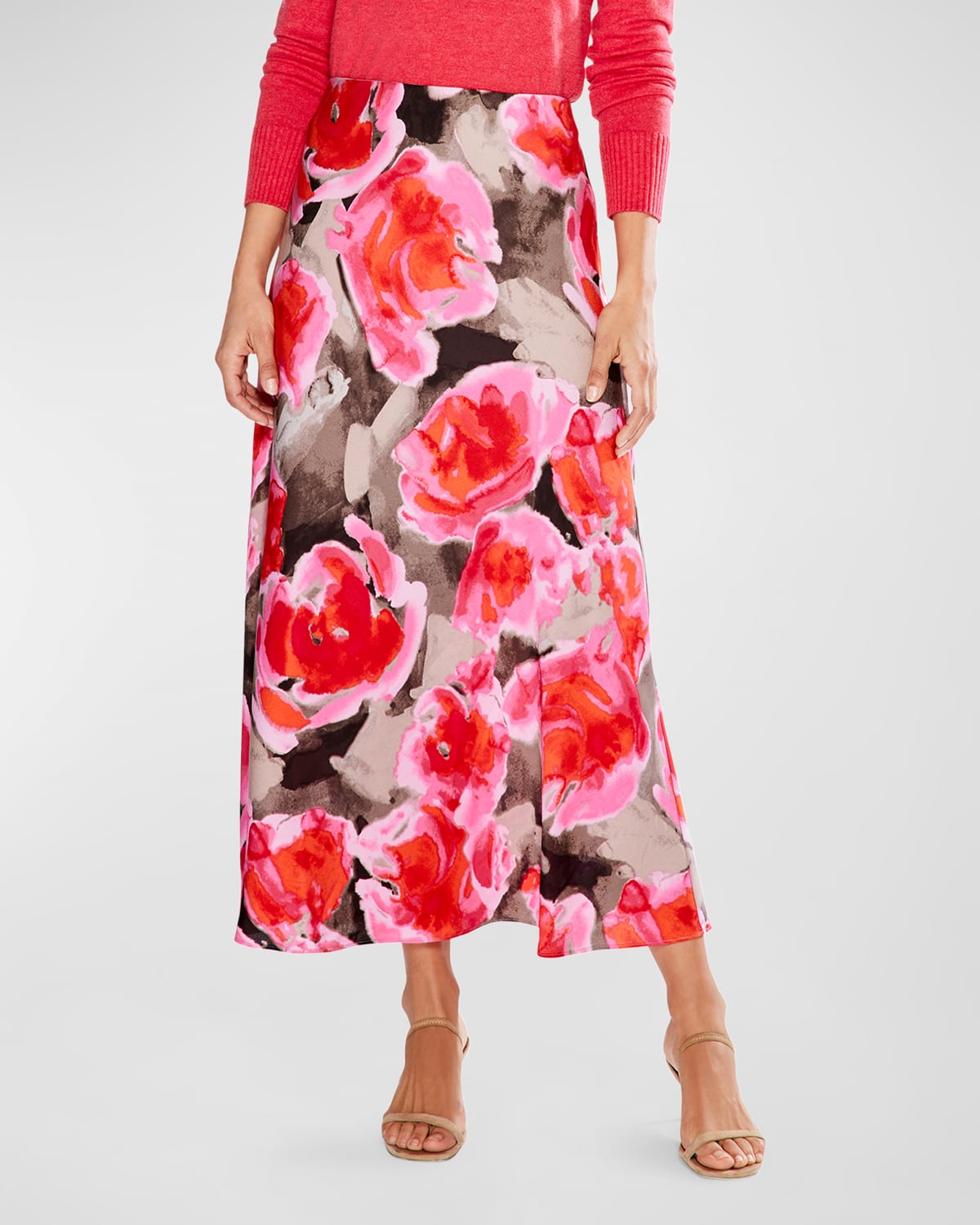 Rosy Outlook Floral-Print A-Line Maxi Skirt