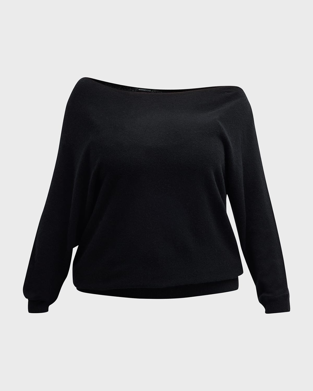 Minnie Rose Plus Plus Size Cashmere Off-shoulder Sweater In Black