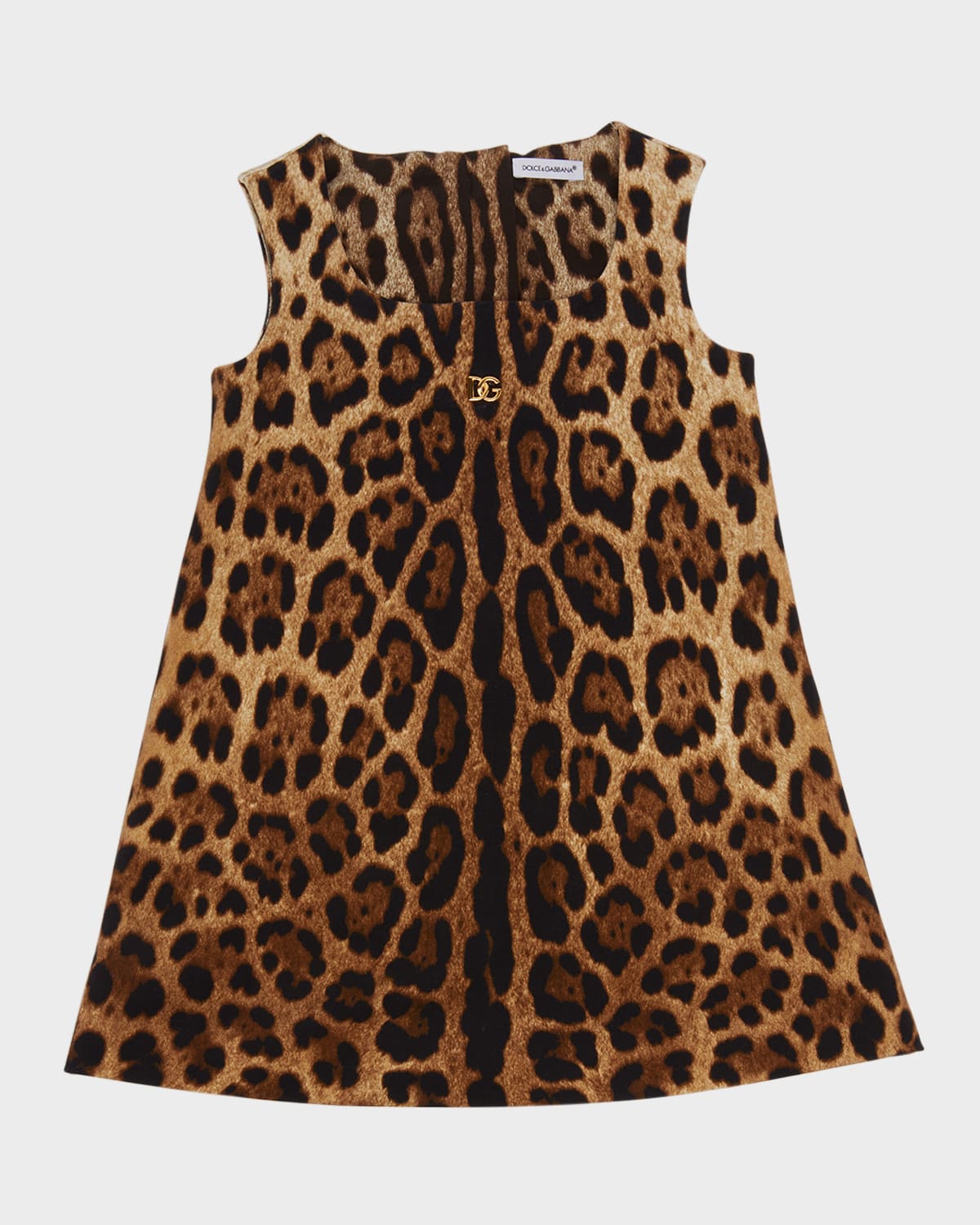 Dolce & Gabbana Little Girl's & Girl's Leopard Print Sleeveless Dress In Lghbrowprt