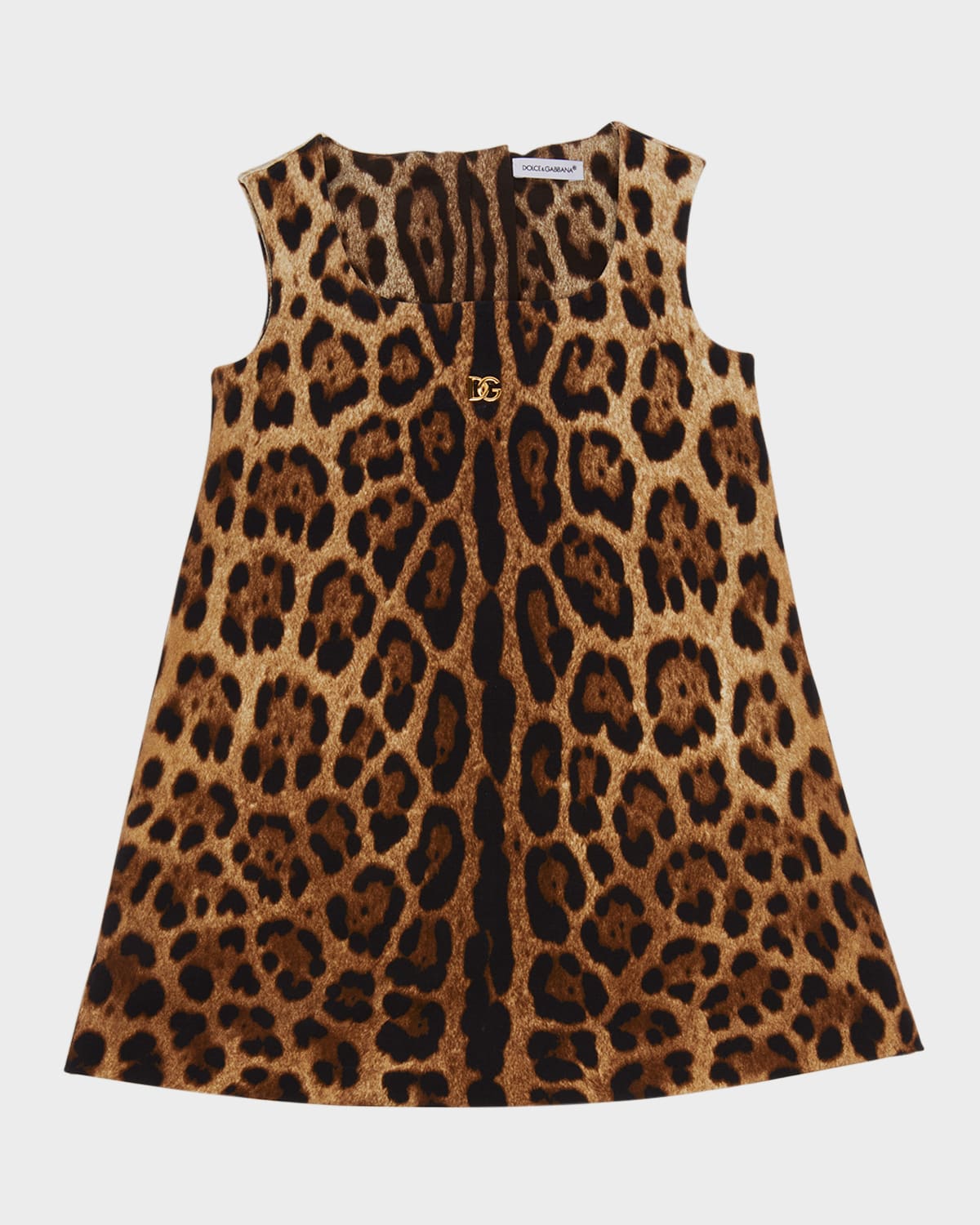 DOLCE & GABBANA GIRL'S LEOPARD-PRINT DG JERSEY DRESS