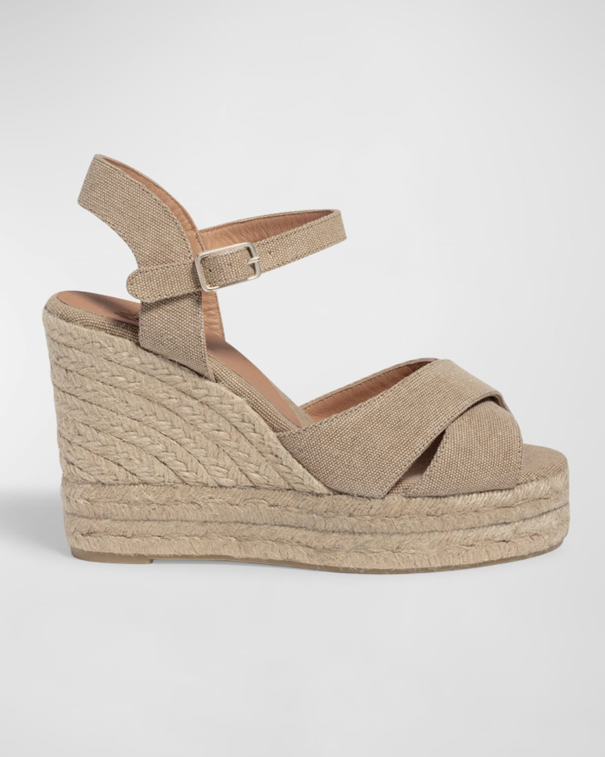 Castaã±er Blaudell Crossover Espadrille Wedges In Sand