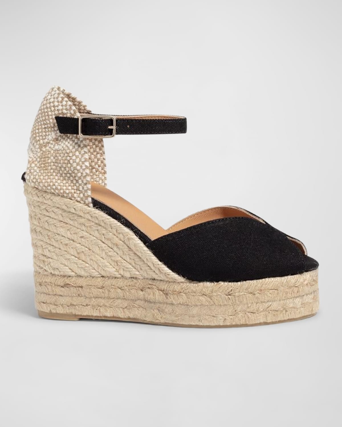 Shop Castaã±er Bianca Canvas Ankle-strap Espadrille Sandals In Negro