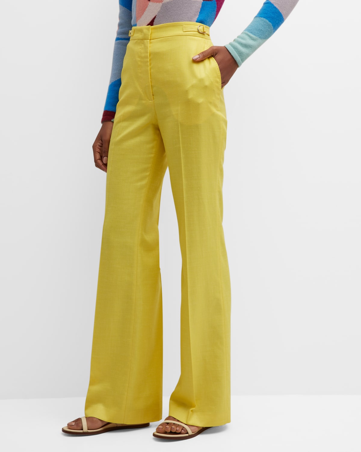 GABRIELA HEARST VESTA FLARE LINEN-BLEND PANTS