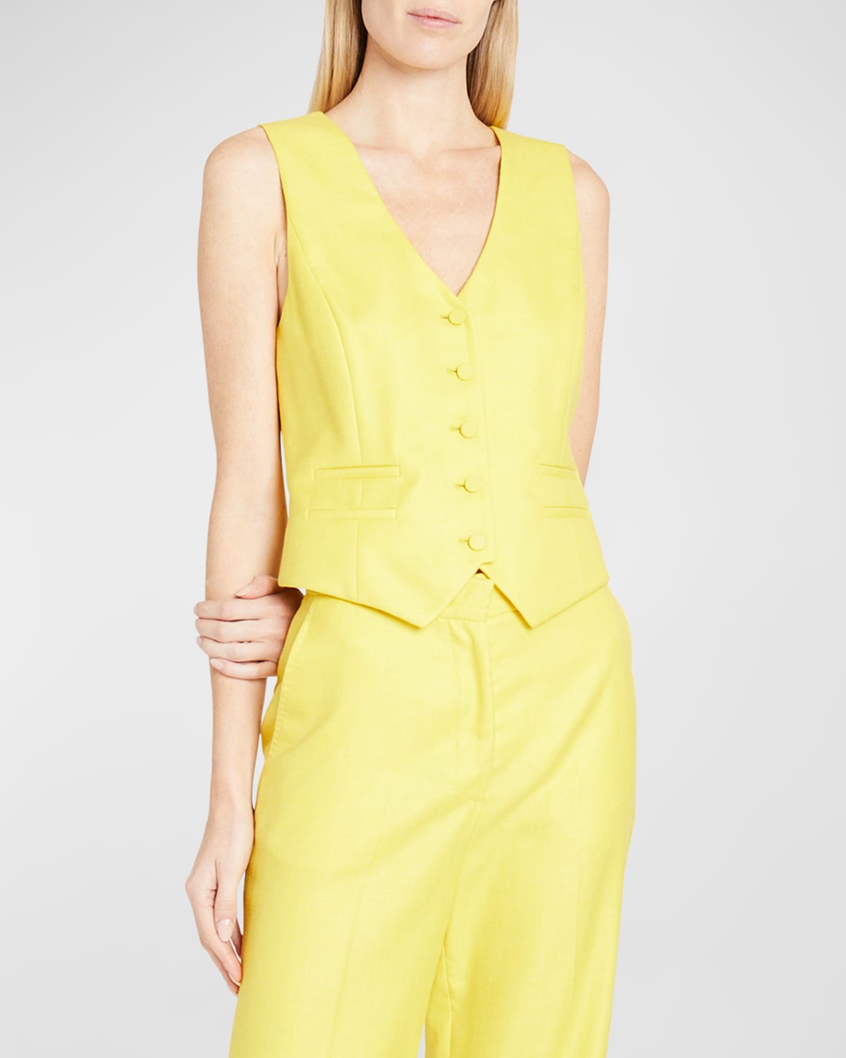 Gabriela Hearst Coleridge Wool Blend Twill Vest In Cadmium Yellow