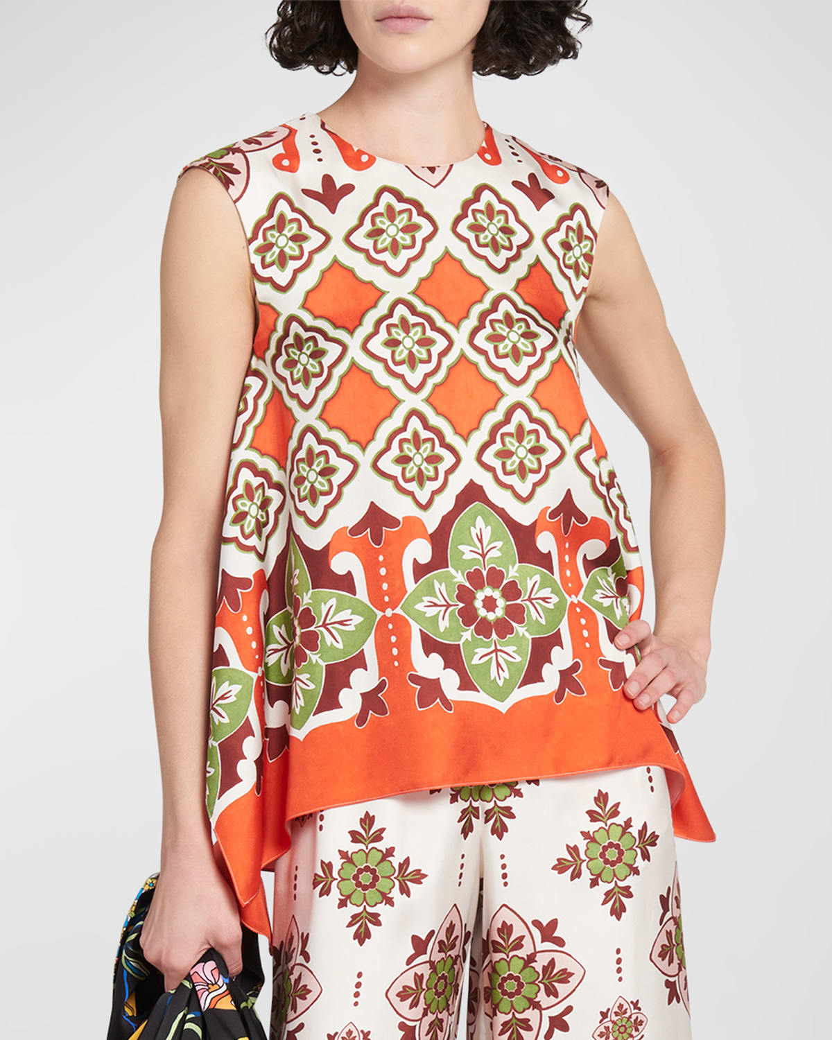 La Doublej San Carlo Abstract-print Handkerchief Sleeveless Top In Partenope