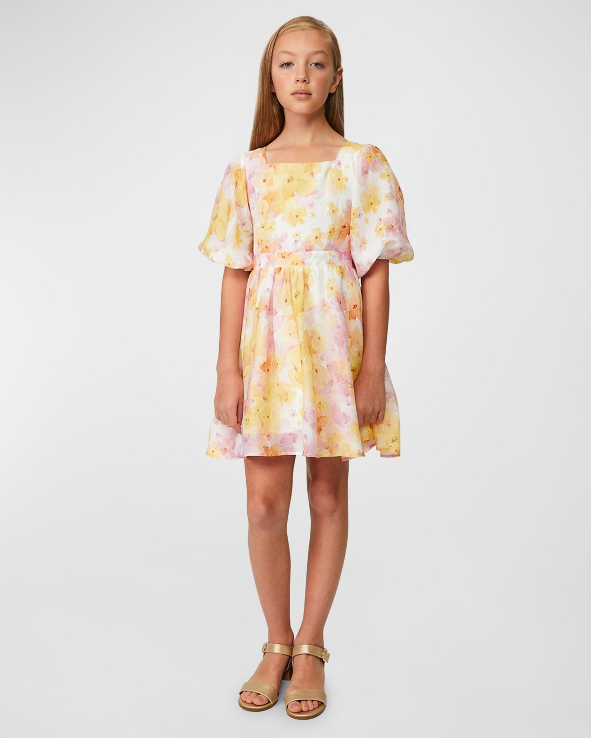 Girl's Zanthi Open Back Floral-Print Dress, Size 8-14