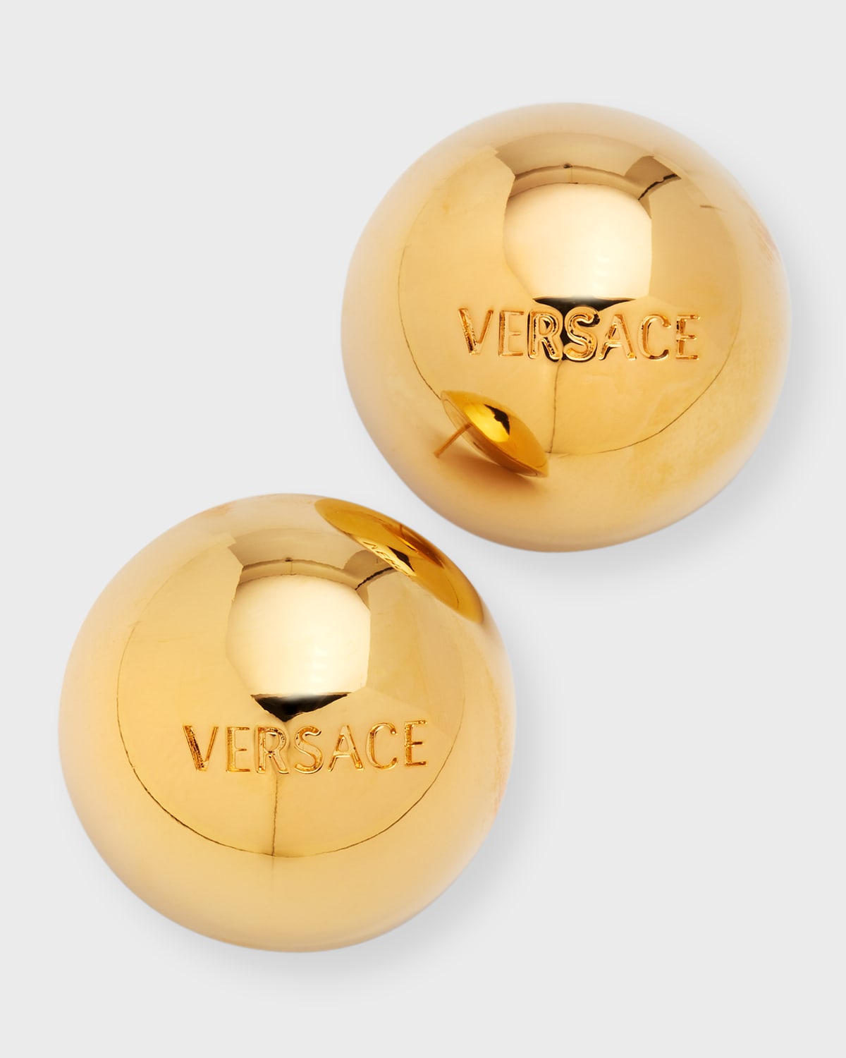 Versace Round Logo Stud Earrings In 3j000- Gold