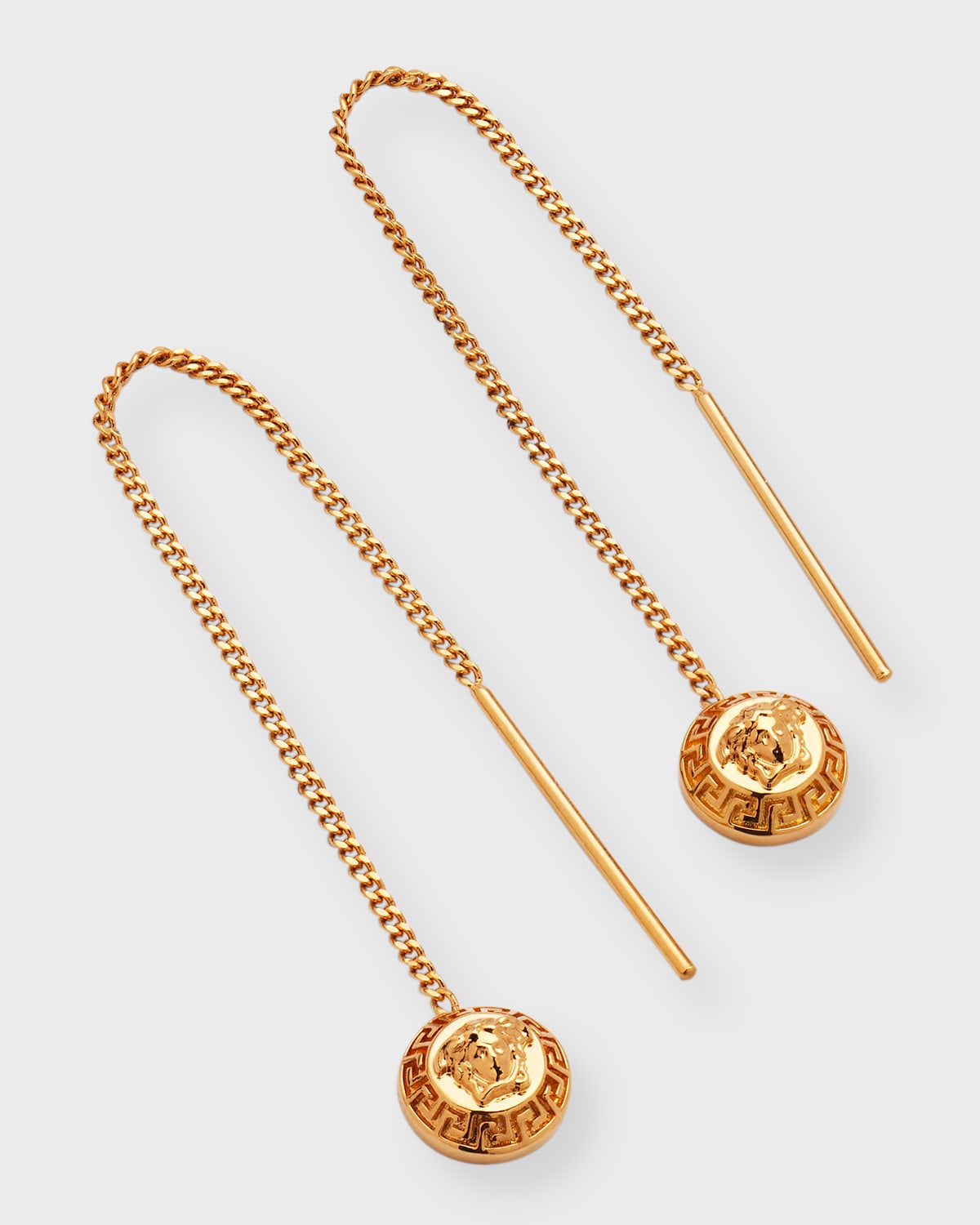 Versace Greca And Medusa Drop Earrings In  Gold