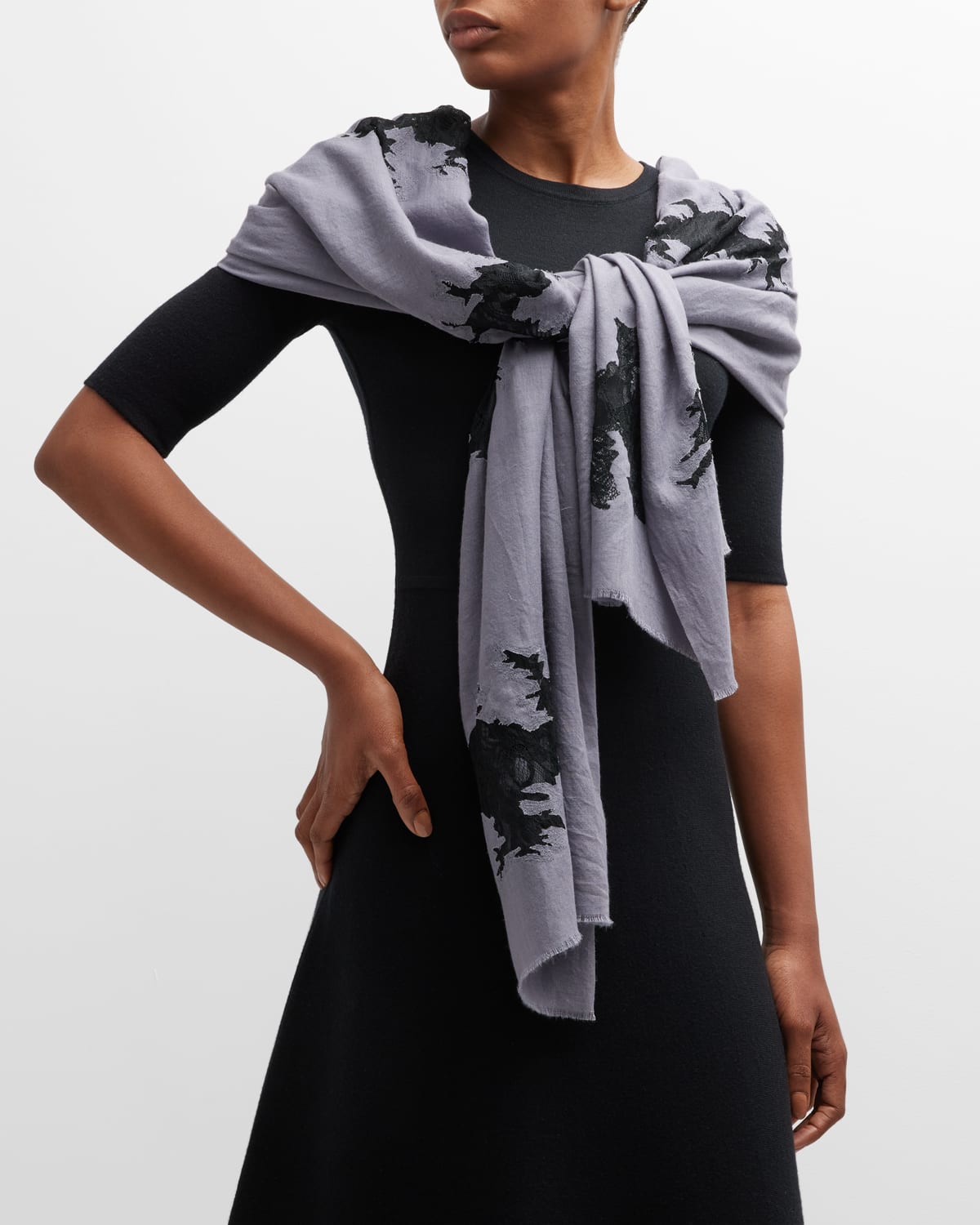 Bindya Lace Silk & Wool Evening Wrap