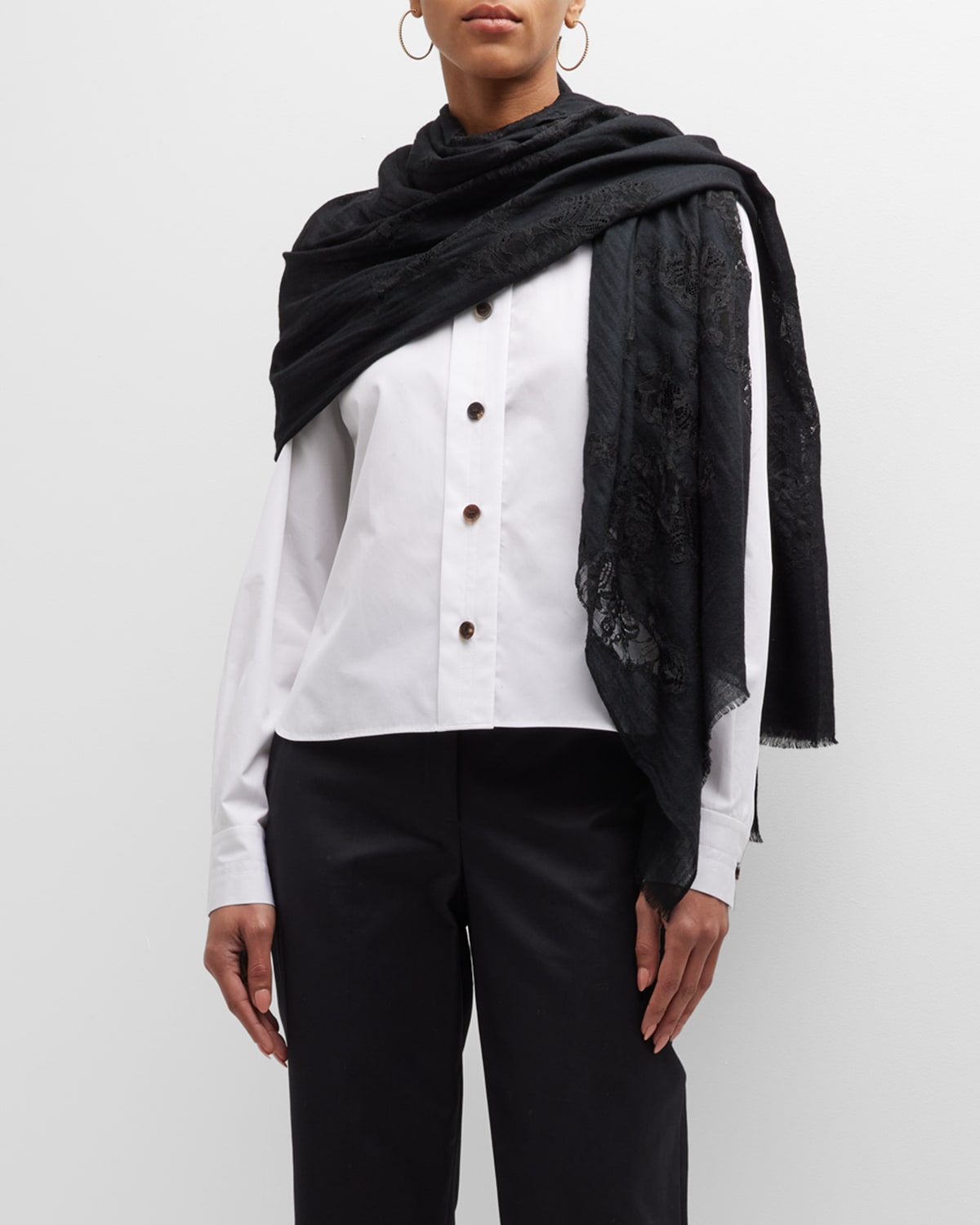 Bindya Lace Silk-Wool Evening Wrap