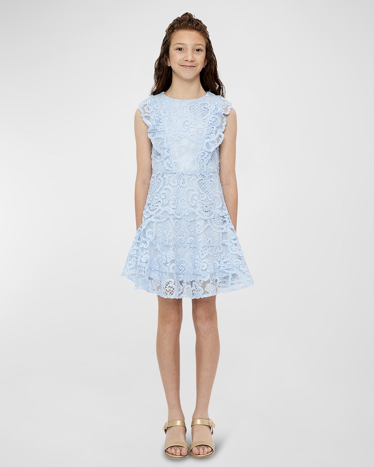 Girl's Sadie Lace Tiered Dress, Size 4-12