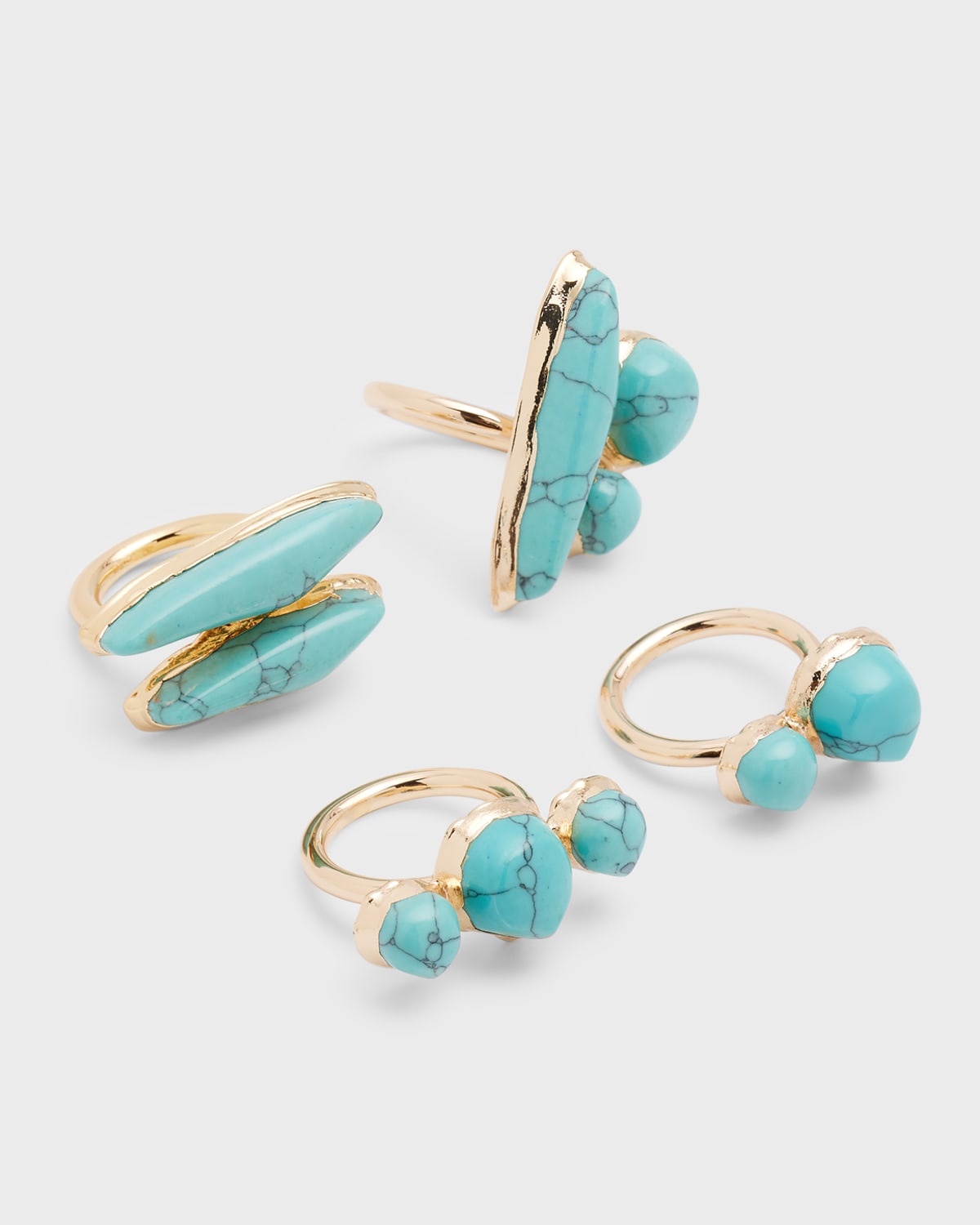 Cult Gaia Suri Turquoise Rings, Set Of 4 In Blue