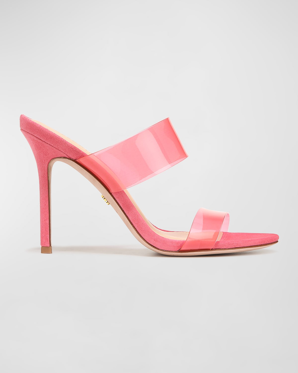 Shop Veronica Beard Asha Transparent Dual-band Slide Sandals In Coral Pink Synthe