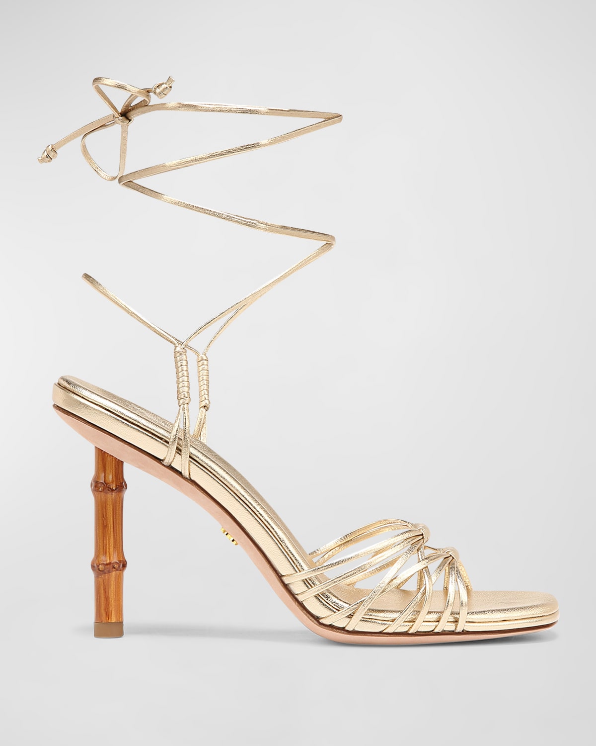 VERONICA BEARD CABOT STRAPPY METALLIC ANKLE-WRAP SANDALS
