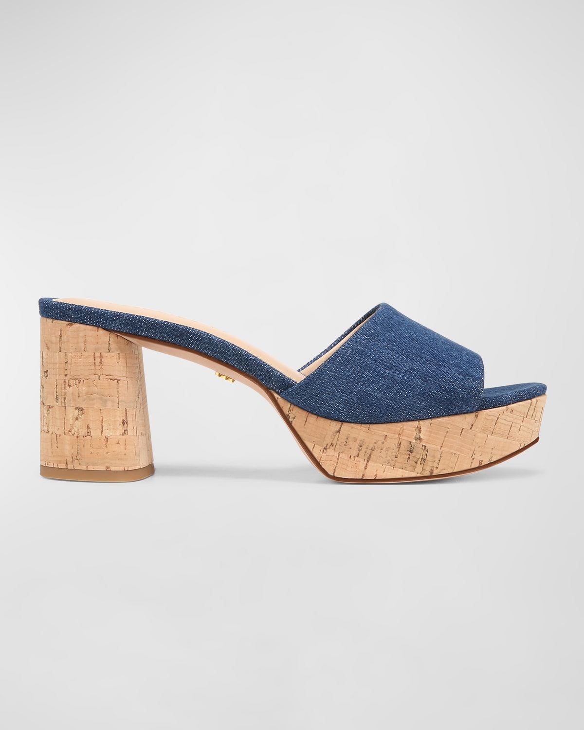 Veronica Beard Dali Denim Platform Mules In Mountain Blue Fab