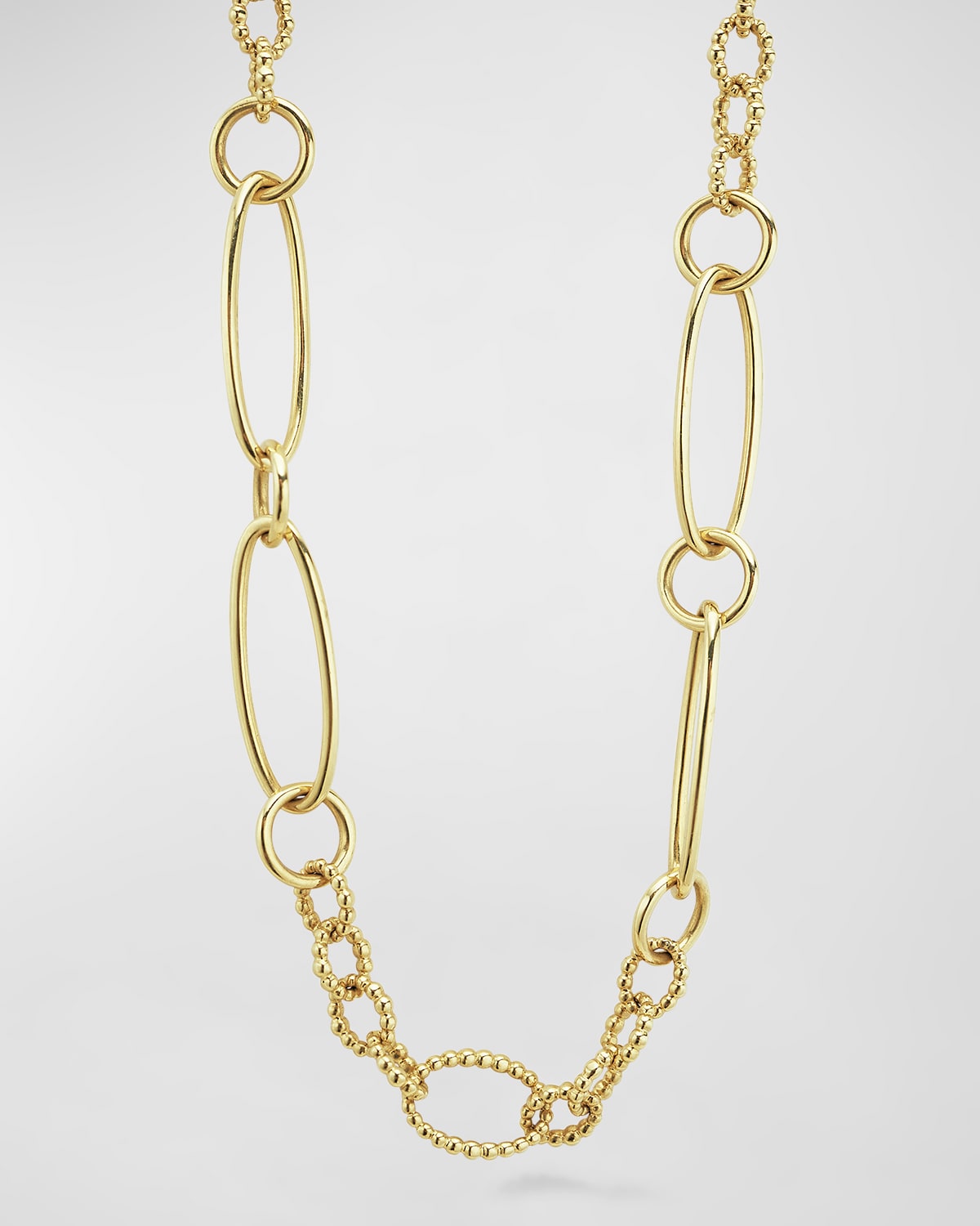Lagos 18k Yellow Gold Signature Caviar Oval Link Chain Necklace, 20