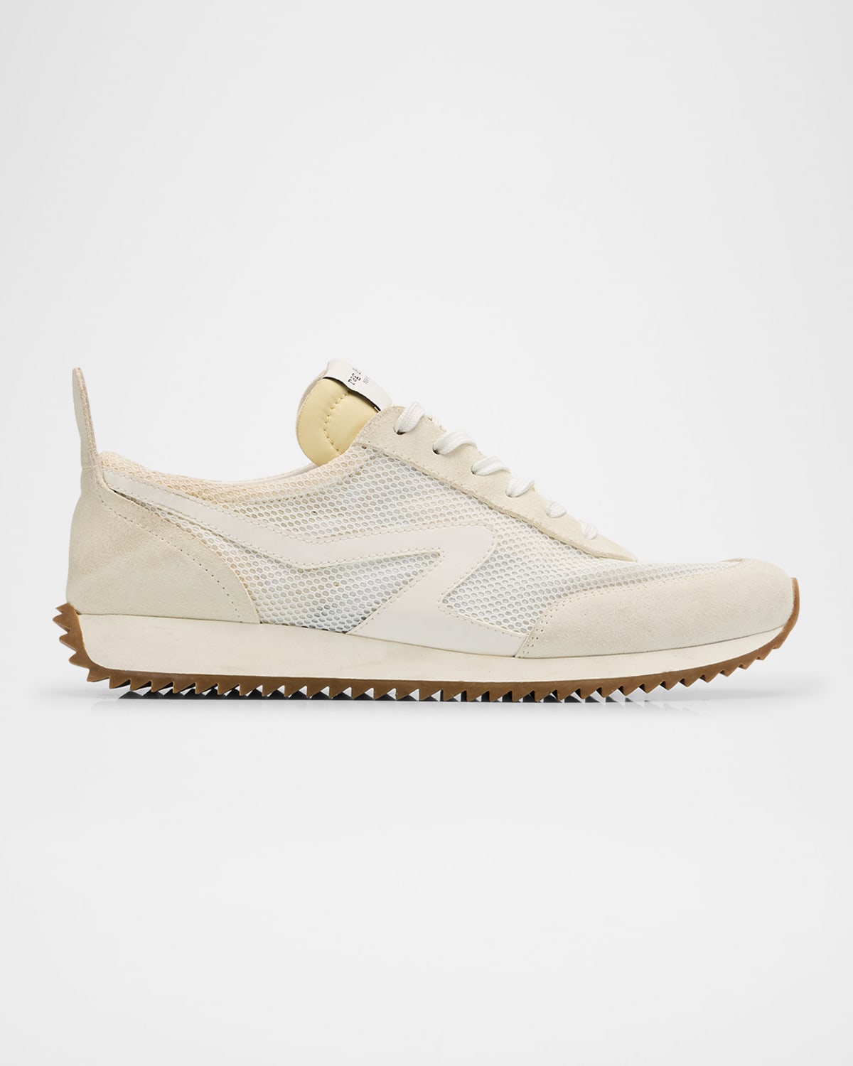 Shop Rag & Bone Mixed Leather Retro Runner Sneakers In Offwht