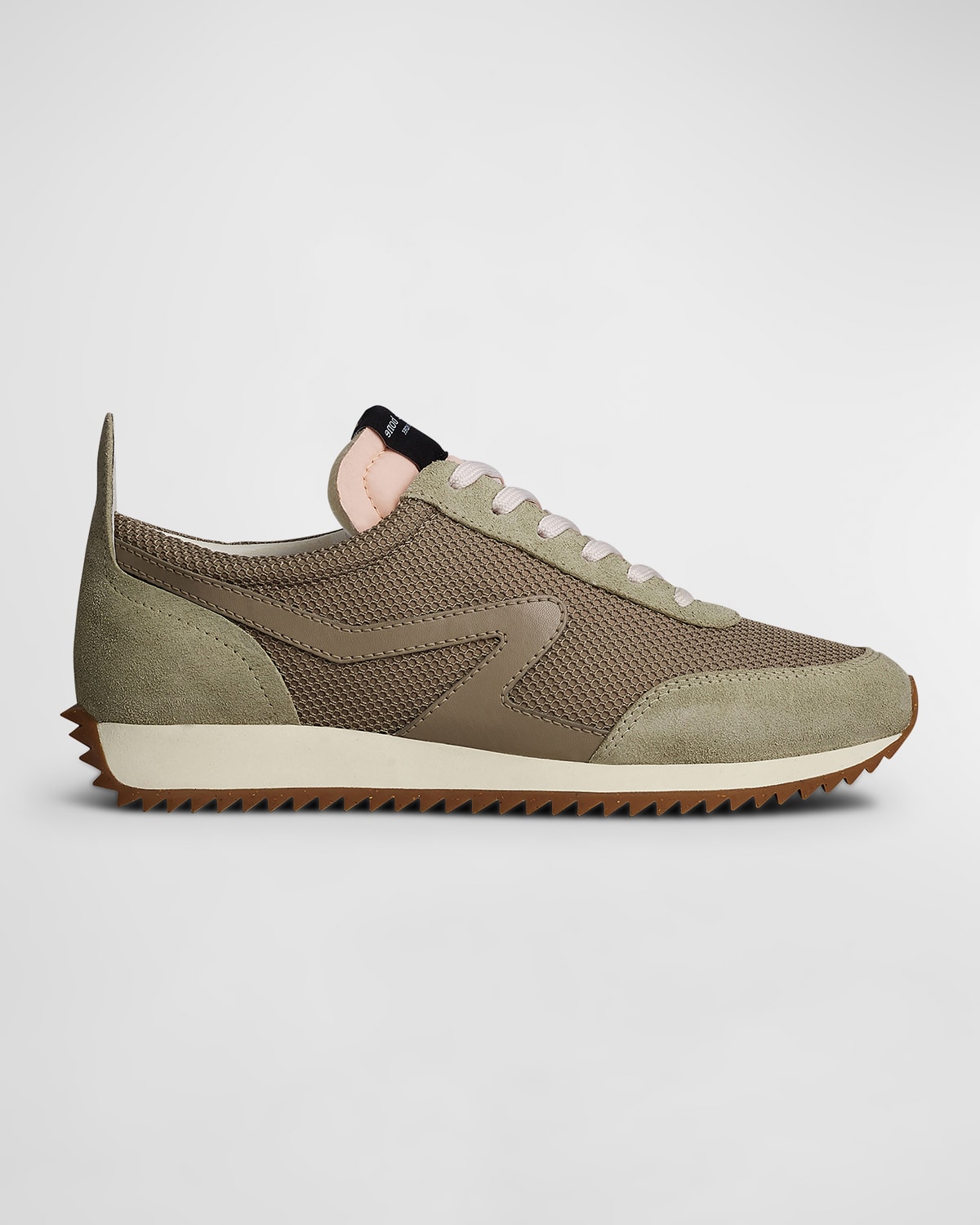 Mixed Leather Retro Runner Sneakers