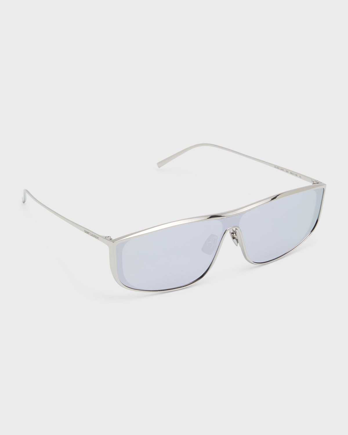 Saint Laurent Luna Mirrored Zinc Alloy Shield Sunglasses In Silver