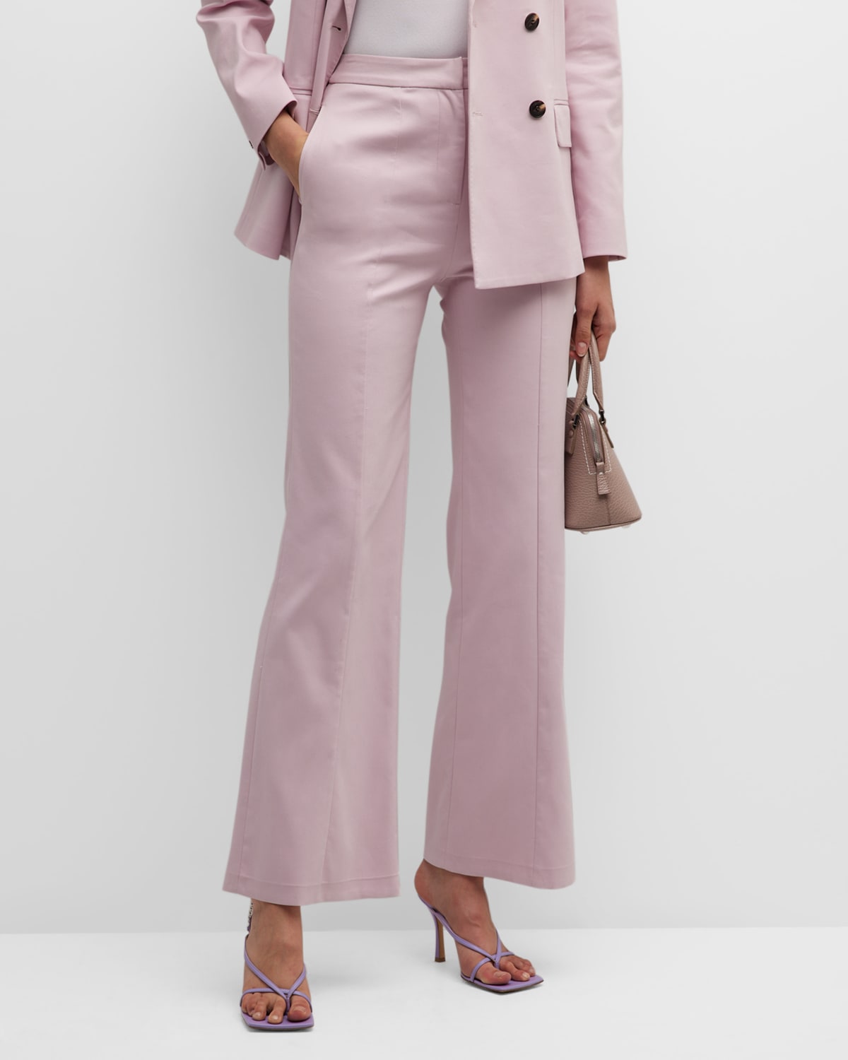 Donna Karan High-rise Seamed Cotton Twill Pants In Lavender
