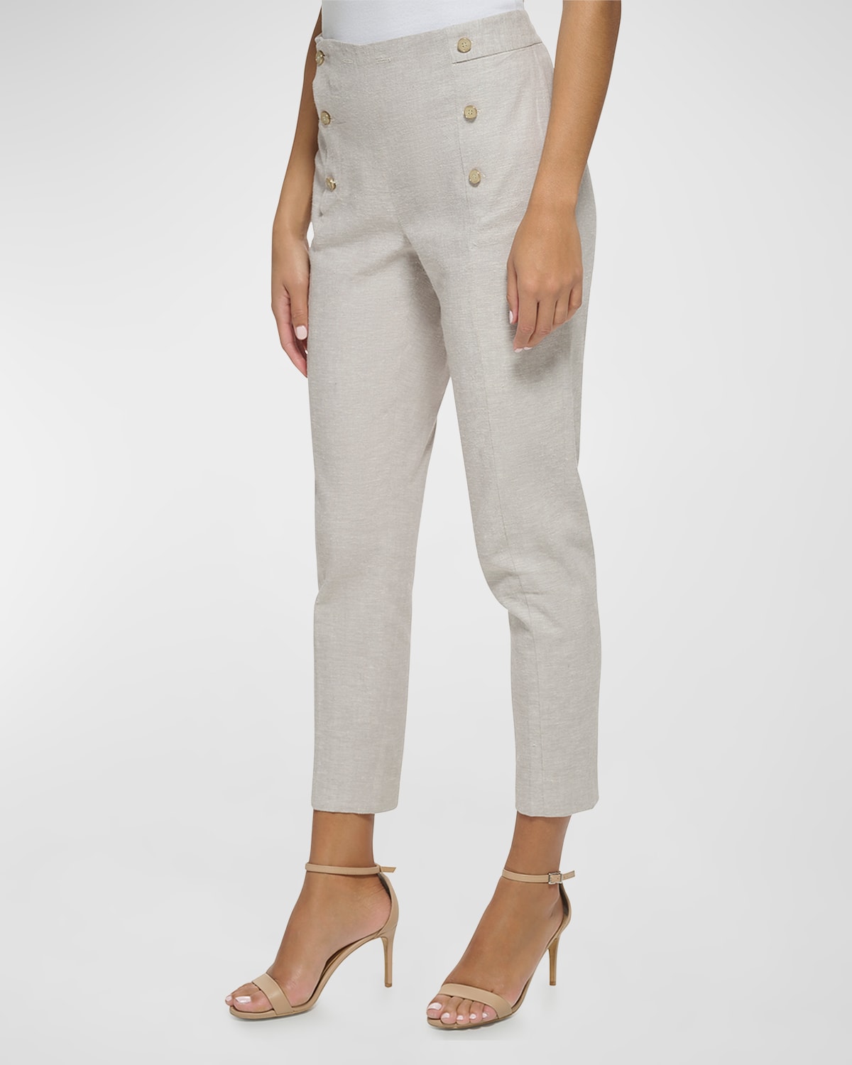 Donna Karan Cropped Linen-Blend Sailor Pants