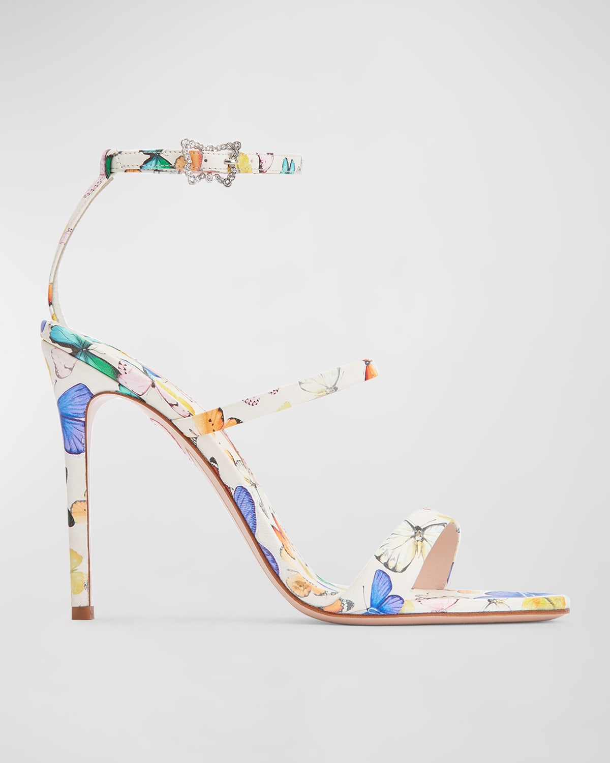 Rosalind Butterfly-Print Leather Stiletto Sandals