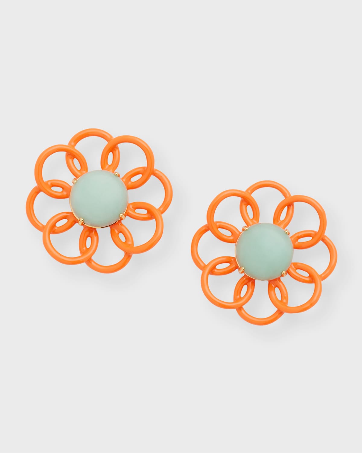 Papaya Marigold Flower Button Earrings