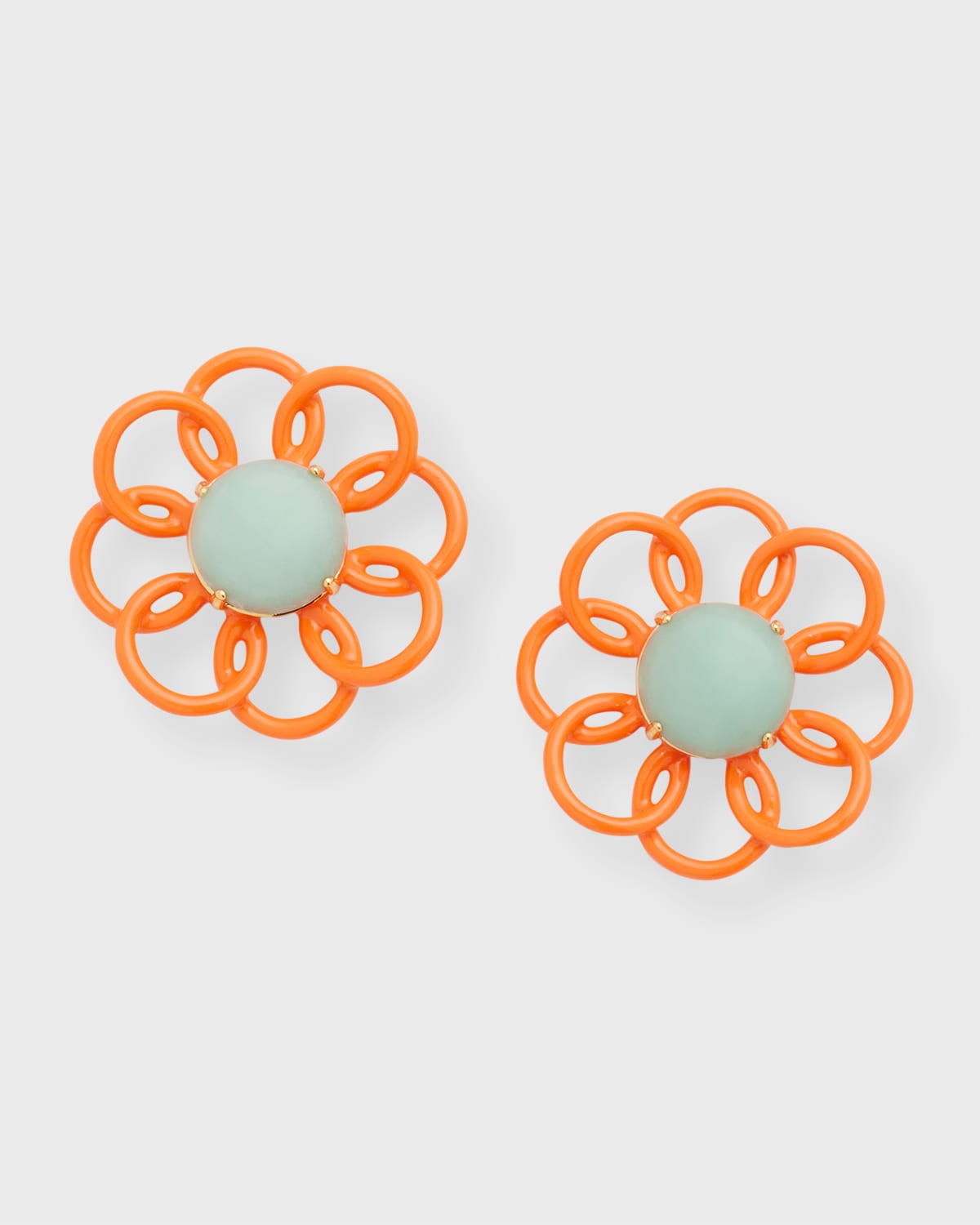 Lele Sadoughi Marigold Stone Orange Flower Stud Earrings In 14k Gold Plated In Papaya