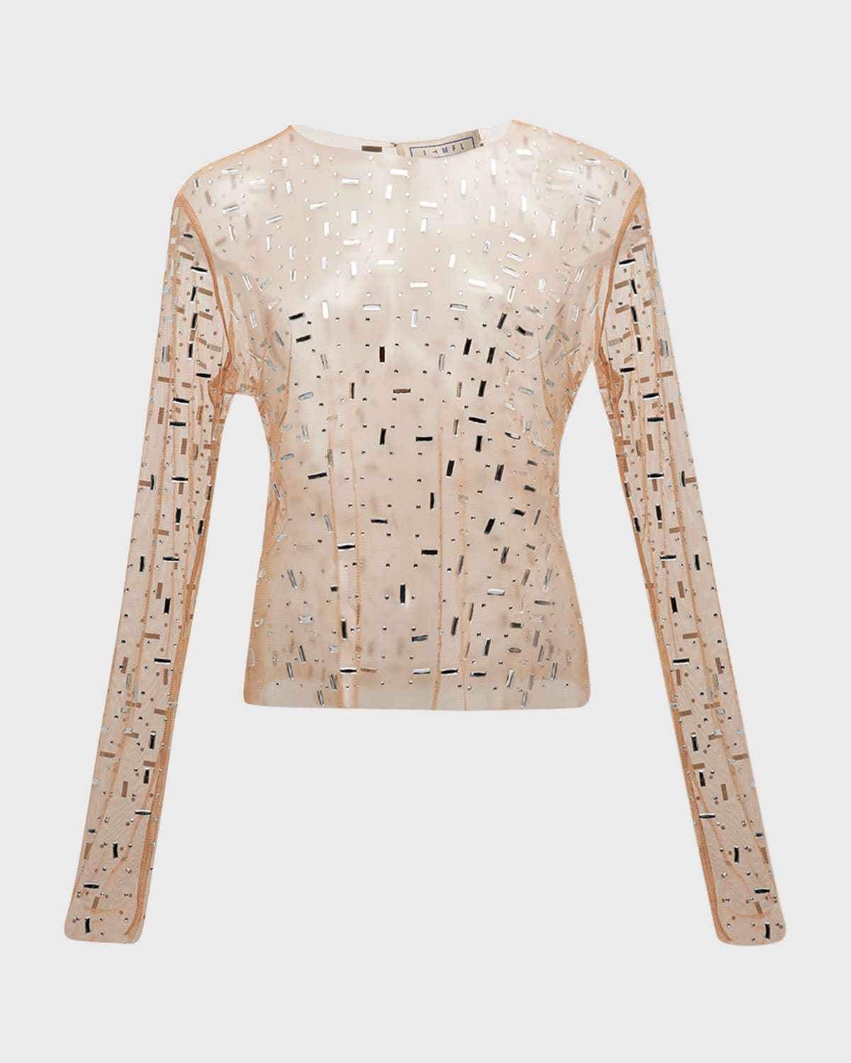 In The Mood For Love Cey Crystal Mesh Top In Nude