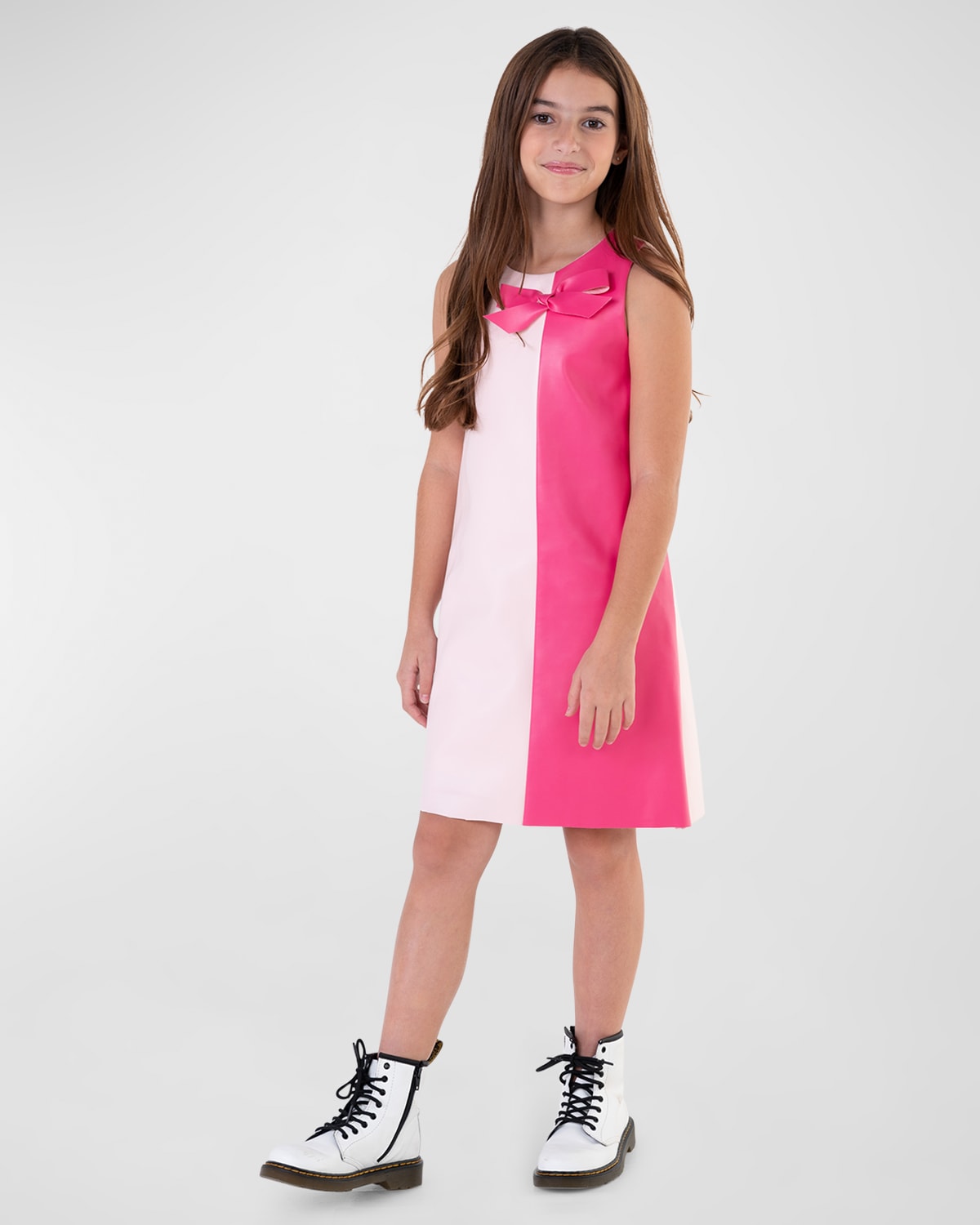 Zoe Kids' Girl's Two-tone Pleather Dress W/ Bow In Pink | ModeSens