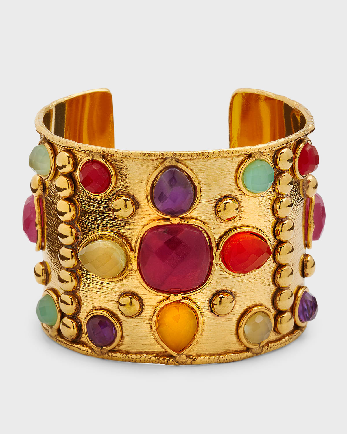 Sylvia Toledano Multi-stone Berbere Cuff Bracelet In Multi_pink_jade