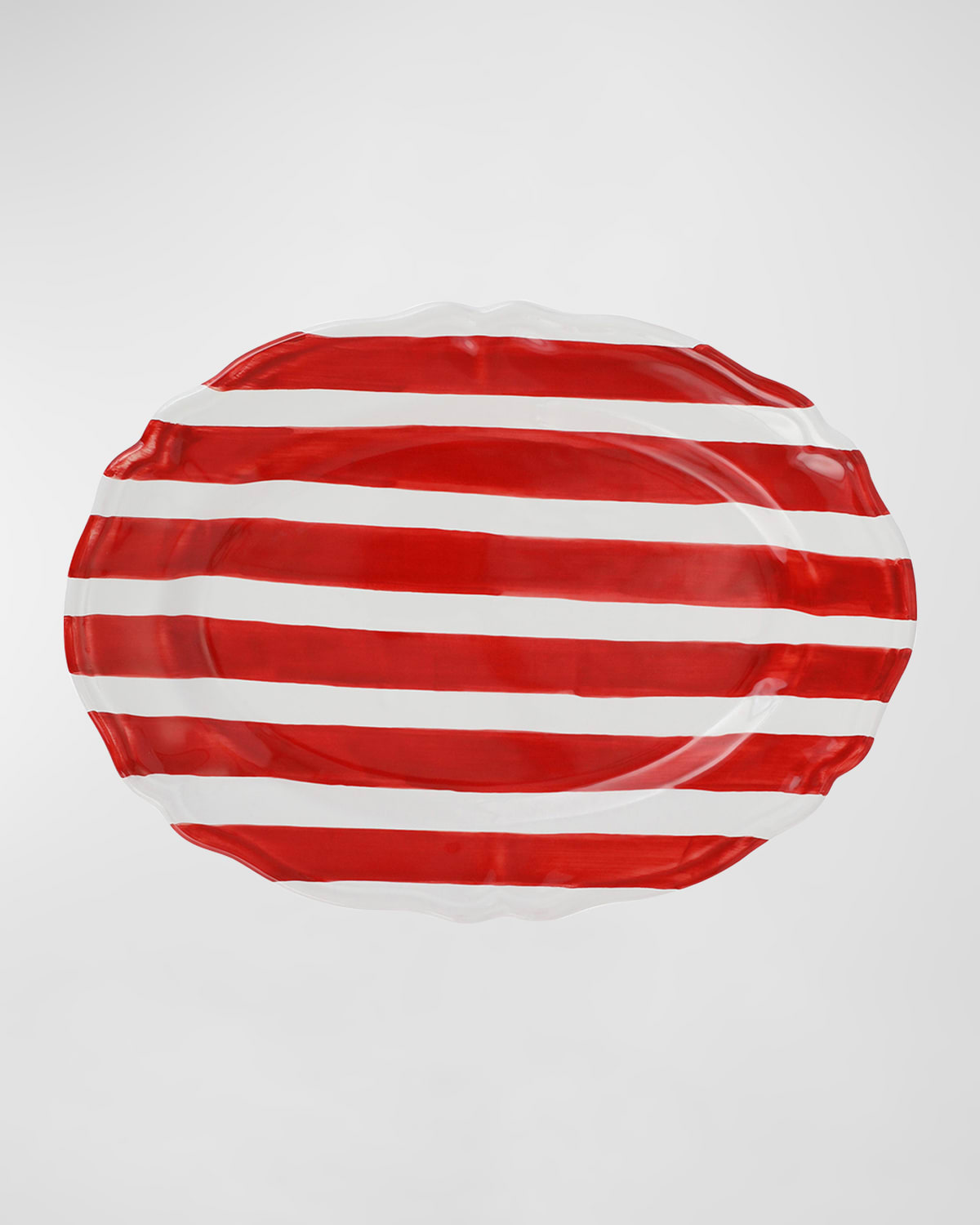 Shop Vietri Amalfitana Stripe Oval Platter In Red