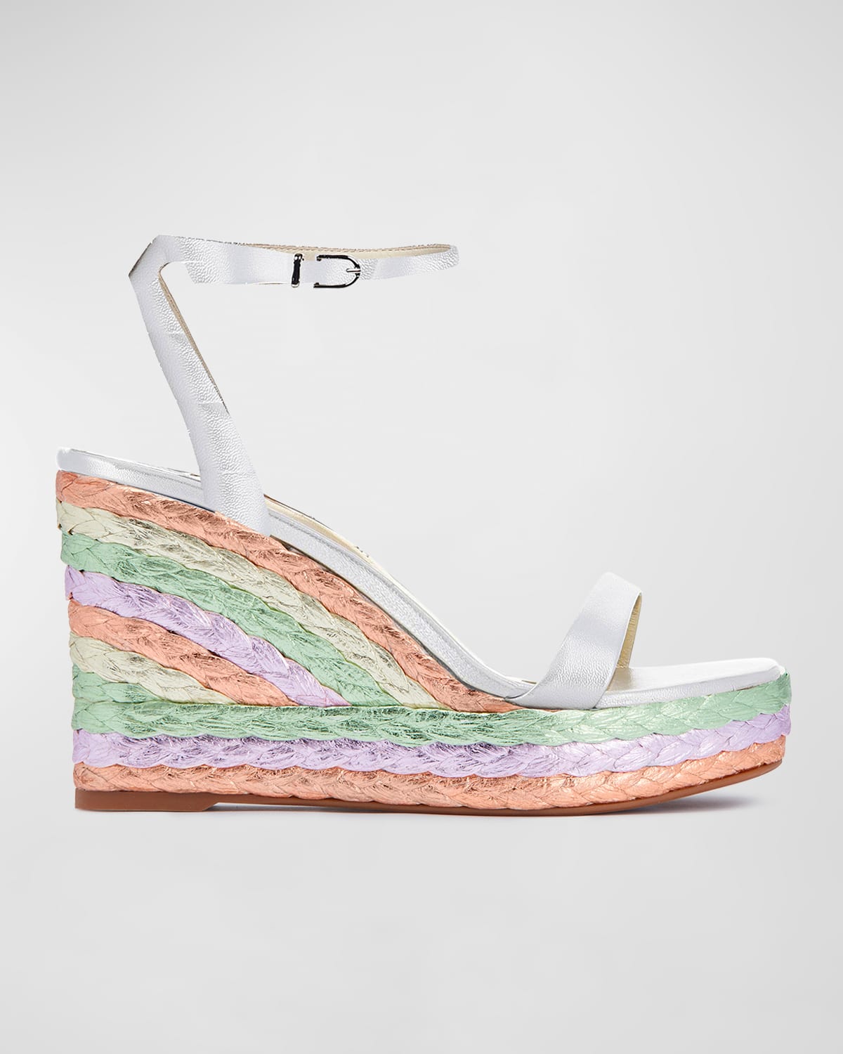Sophia Webster Ines Multicolor Metallic Wedge Espadrilles In Pastel Metallic M