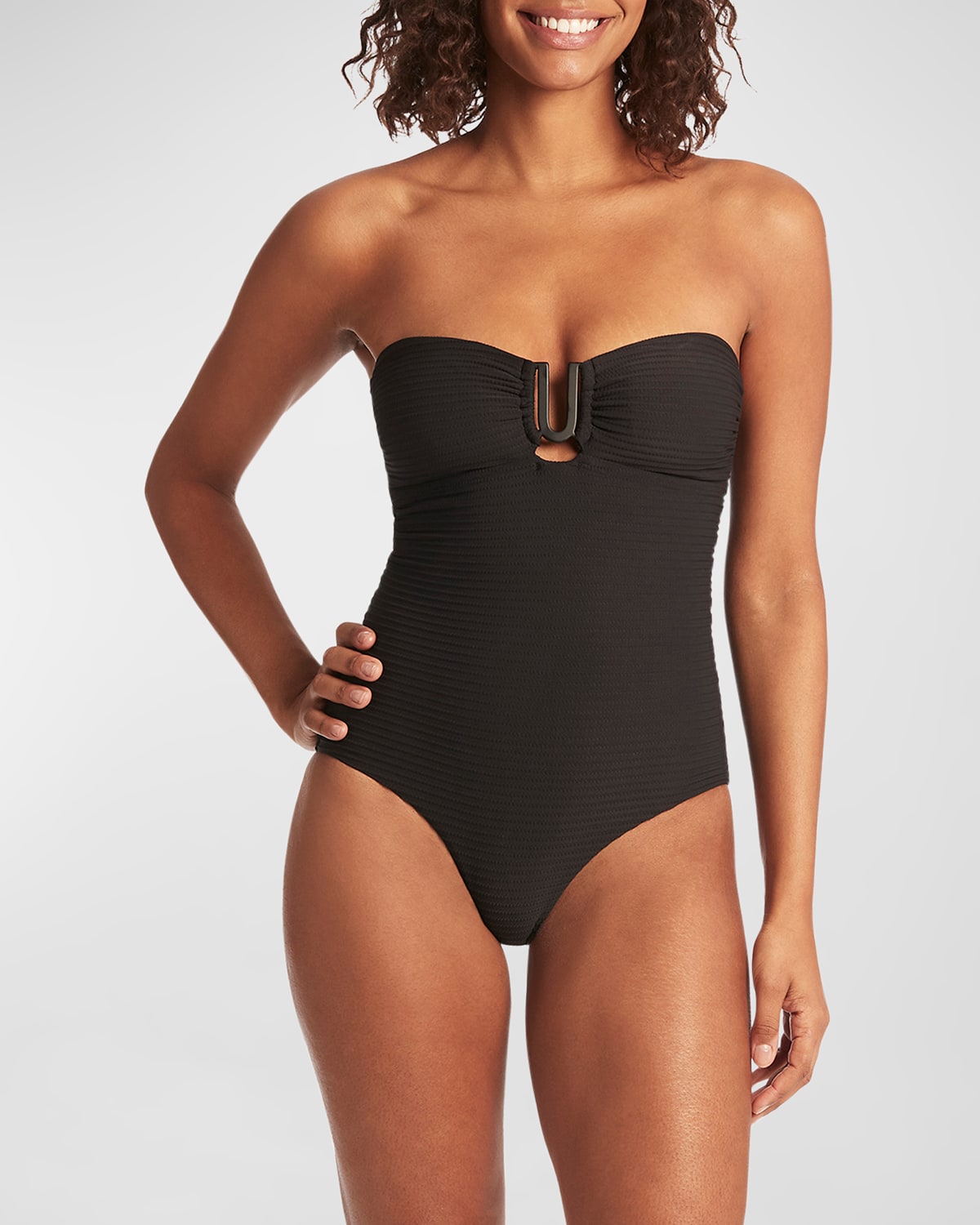 Sea Level Swim Ubar Bandeau Onepiece Swimsuit In Black ModeSens