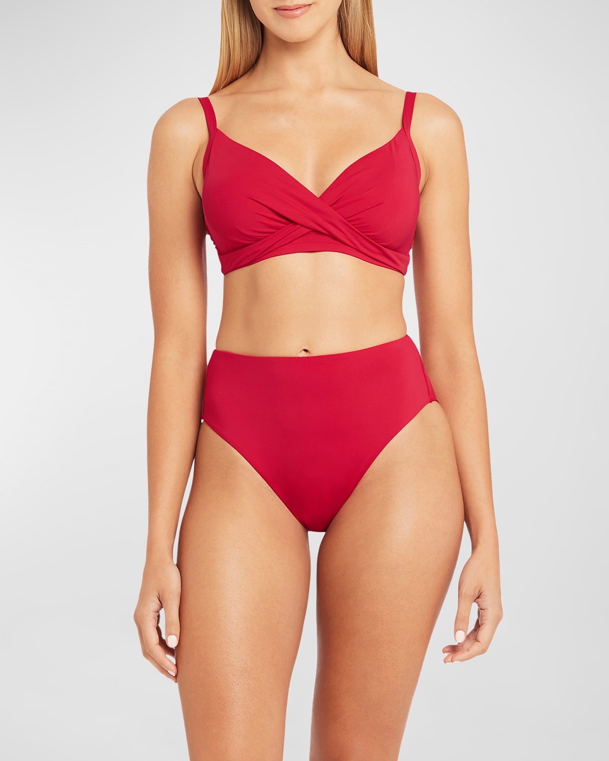 Sea Level Swim Retro High-waist Bikini Bottoms In Red