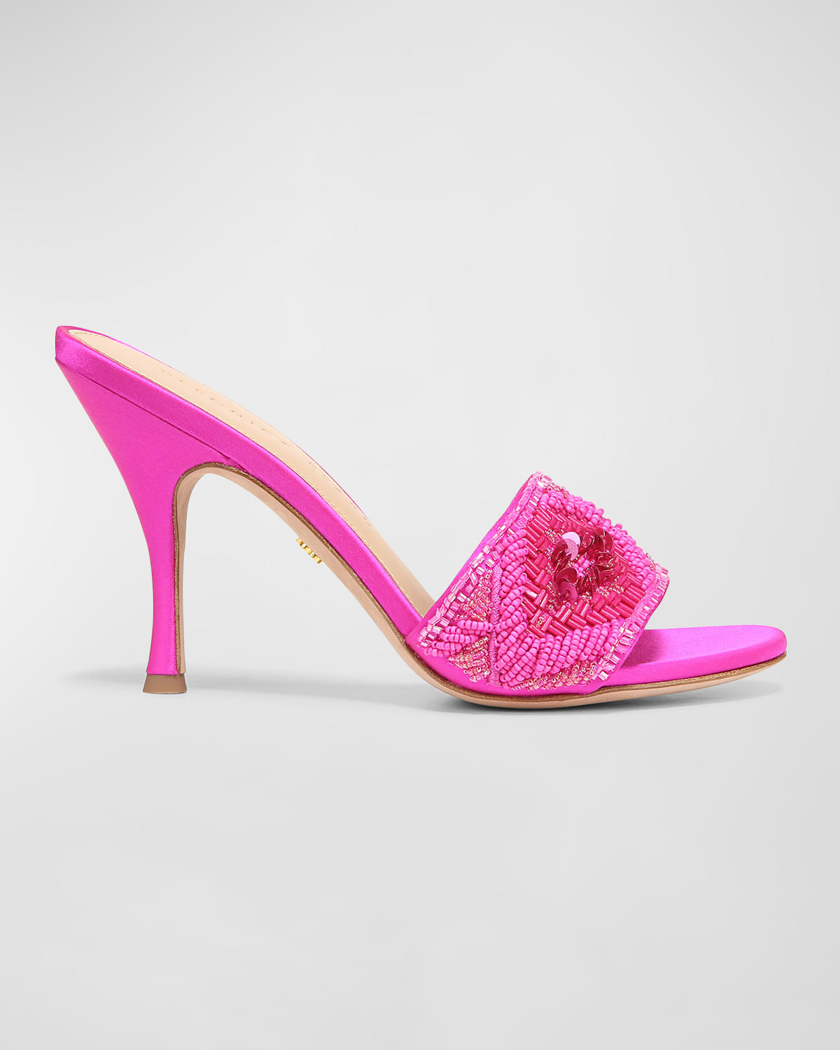 Veronica Beard Braxton Beaded Mule Sandals In Fuchia Pink Fabri