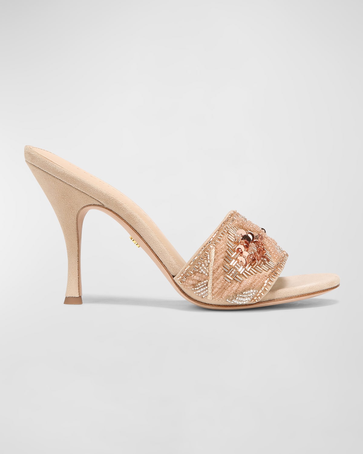 Veronica Beard Braxton Beaded Mule Sandals In Sand Beige Suede