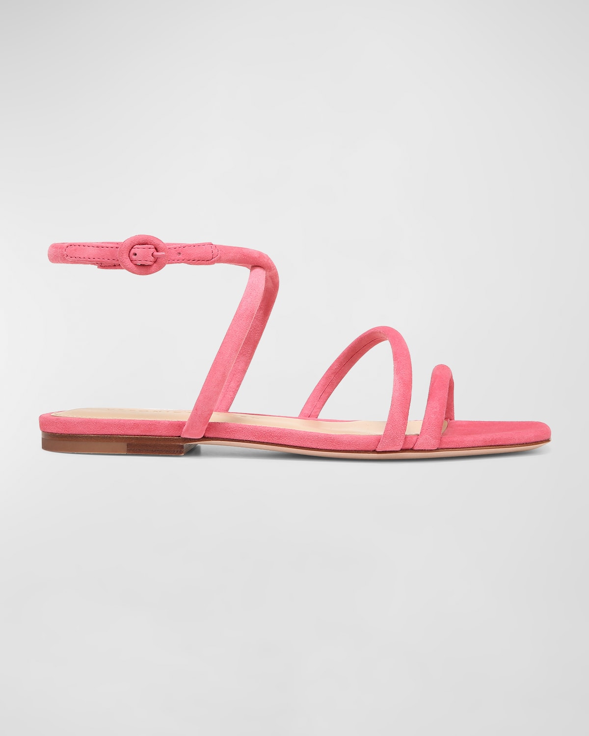 Veronica Beard Maci Flat Ankle-strap Sandals In Coral Pink Suede