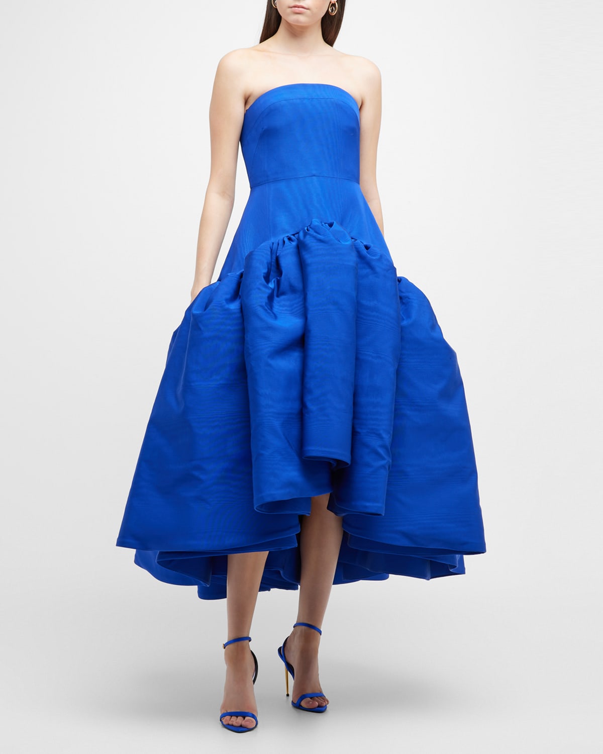 Volant Strapless Fit-&-Flare High-Low Gown