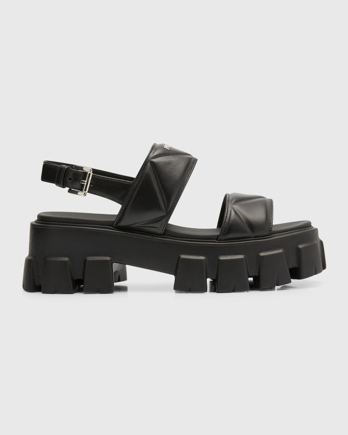 Prada Round-headed High-heeled Sandals In Nero