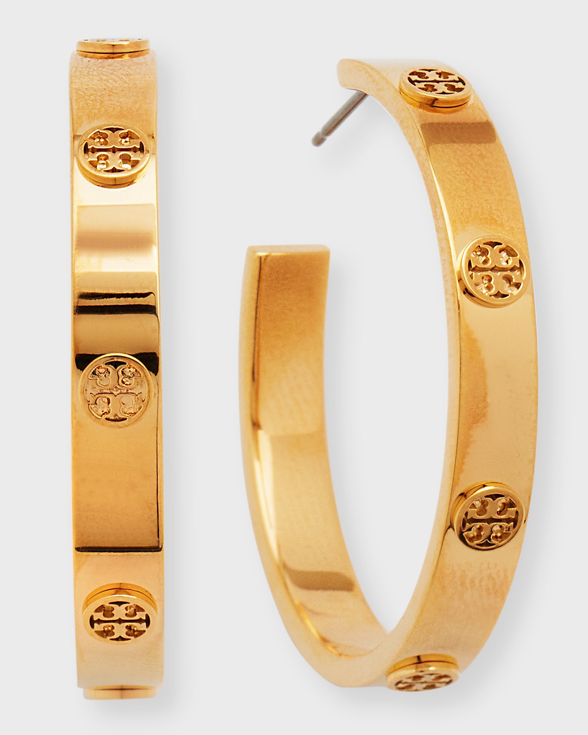 Shop Tory Burch Miller Stud Hoop Earrings In Tory Gold