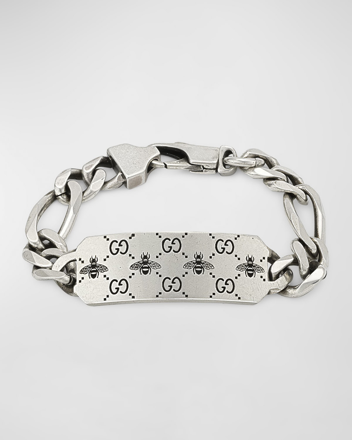 Shop Gucci Men's Gg And Bee Chain Id Bracelet